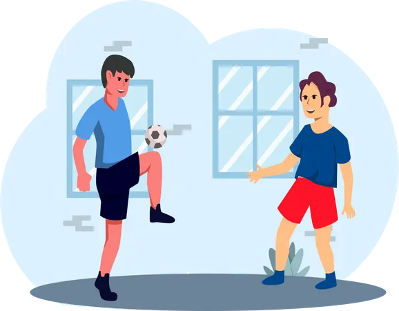 Boy Playing Soccer  Illustration