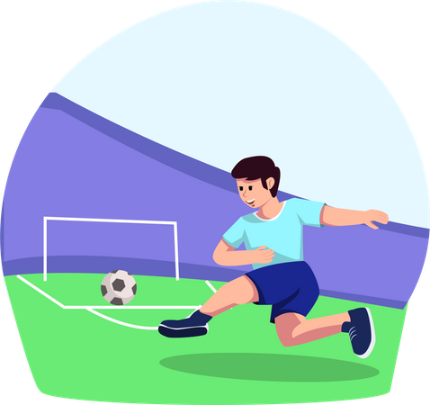 Boy Playing Soccer  Illustration