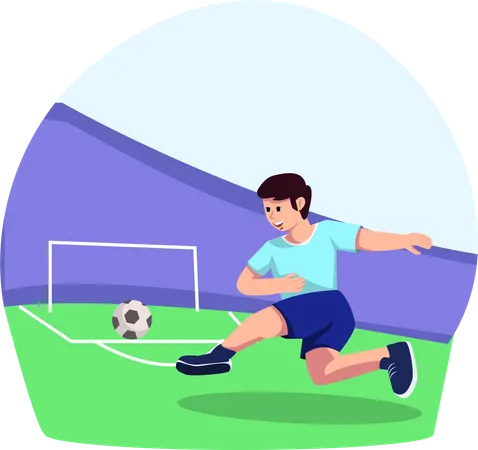 Boy Playing Soccer  Illustration