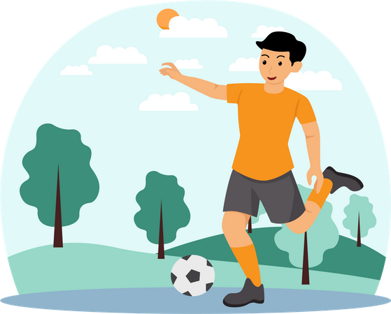 Boy Playing Soccer  Illustration