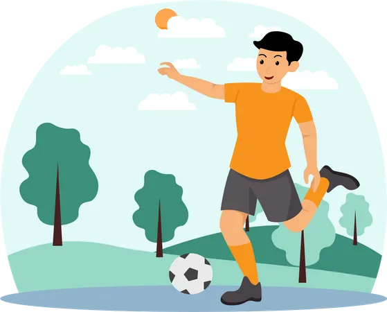 Boy Playing Soccer  Illustration