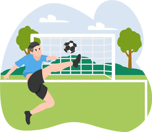 Boy Playing Soccer  Illustration