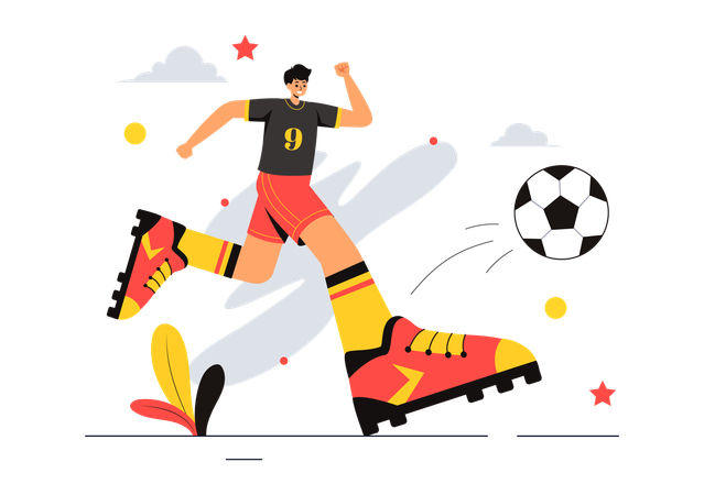 サッカーをする少年  イラスト