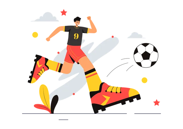 サッカーをする少年  イラスト