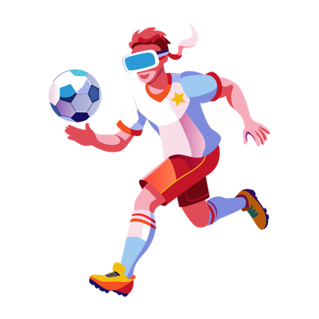 Boy playing sports on vr  Illustration