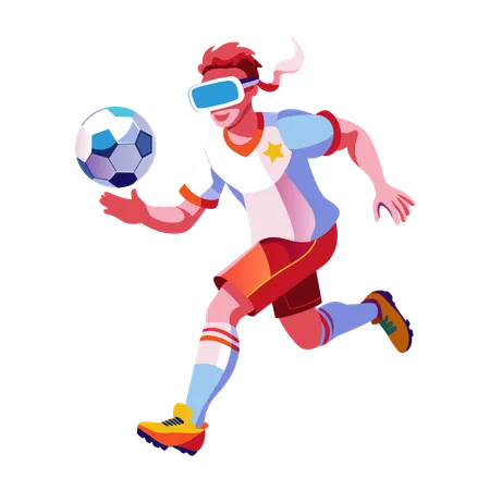 Boy playing sports on vr  Illustration