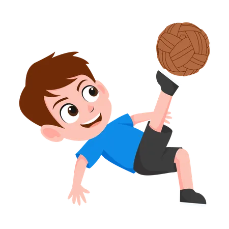 Boy Playing Takraw  Illustration