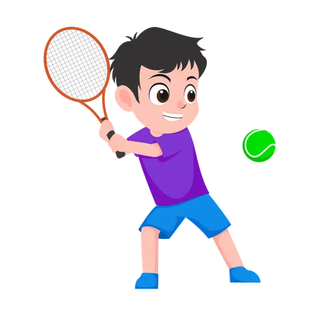 Boy Playing Tennis  Illustration