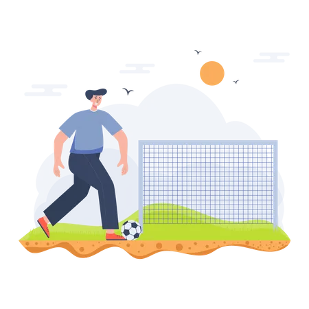Boy playing the football game  Illustration