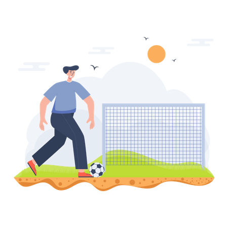 Boy playing the football game  Illustration