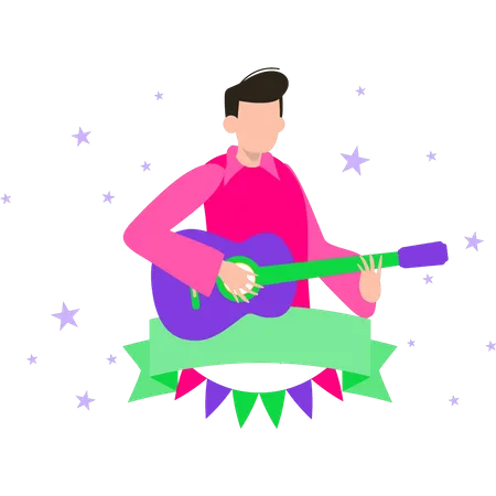 Boy playing the guitar Illustration