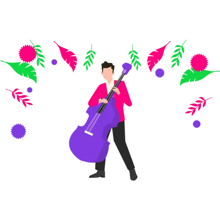 Boy playing the guitar  Illustration