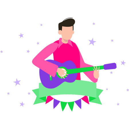 Boy playing the guitar  Illustration