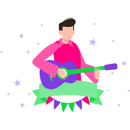 Boy playing the guitar  Illustration