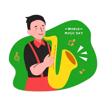 Boy Playing the Trumpet  Illustration