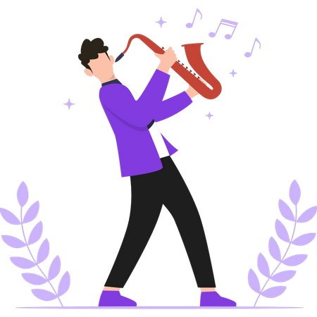 Boy playing trumpet Illustration