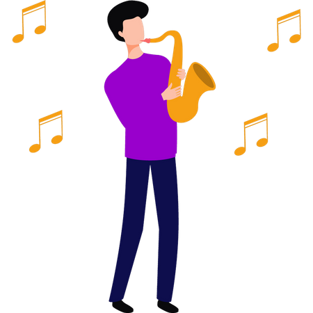 Boy playing trumpet  Illustration