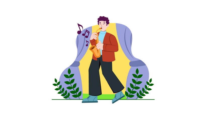 Boy playing trumpet  Illustration