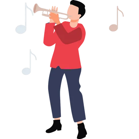 Boy playing trumpet  Illustration