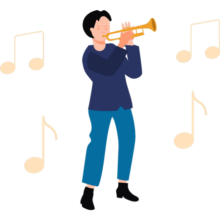 Boy playing trumpet  Illustration