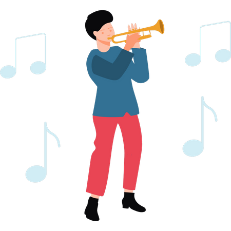 Boy playing trumpet  Illustration