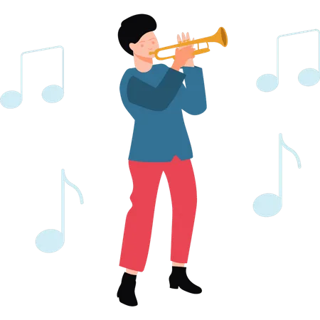 Boy playing trumpet  Illustration