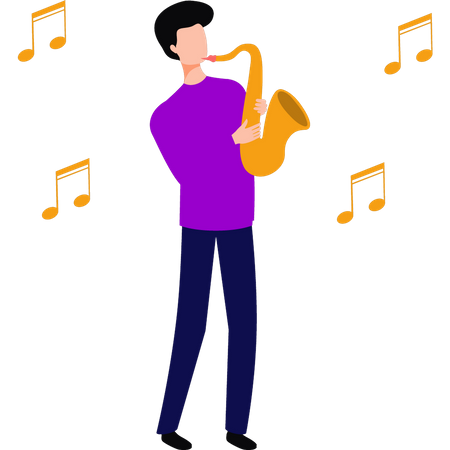 Boy playing trumpet  Illustration