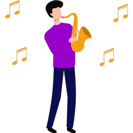 Boy playing trumpet  Illustration