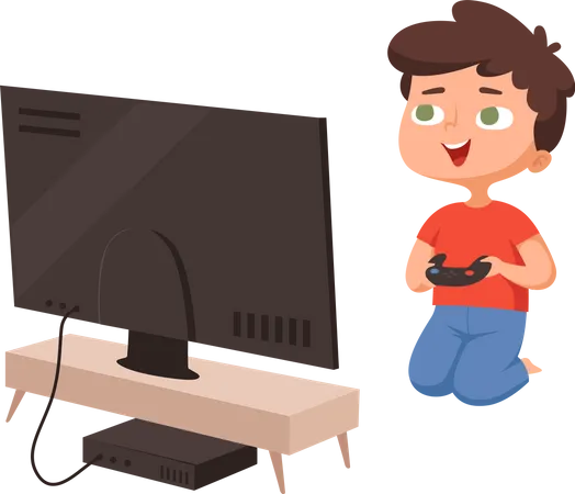 Boy playing video game  Illustration