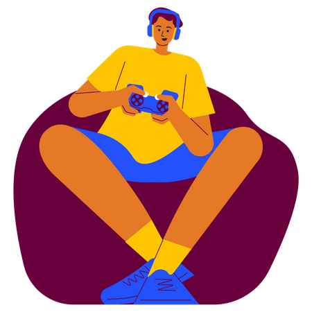 Boy Playing video game  Illustration