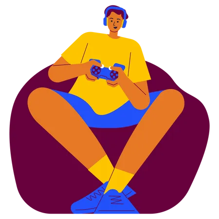 Boy Playing video game  Illustration