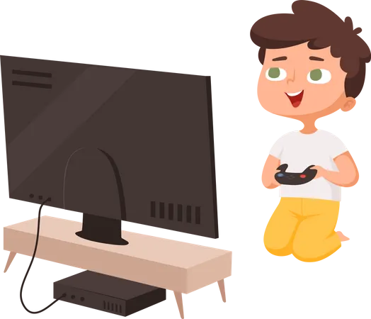 Boy playing video game  Illustration