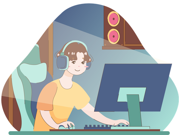 Boy playing video game  Illustration