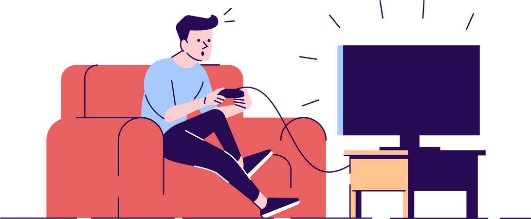 Boy playing video game  Illustration