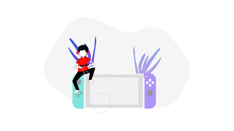 Boy playing video game  Illustration