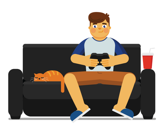 Boy playing video game  Illustration