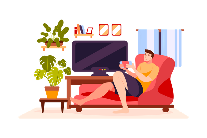 Boy Playing video game  Illustration