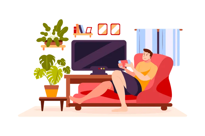 Boy Playing video game  Illustration