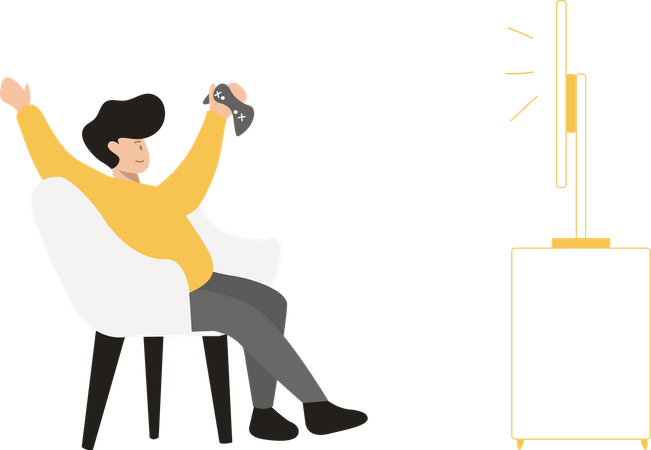 Boy playing video game  Illustration
