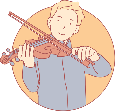 Boy Playing Violin  Illustration