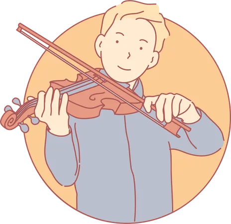 Boy Playing Violin  Illustration