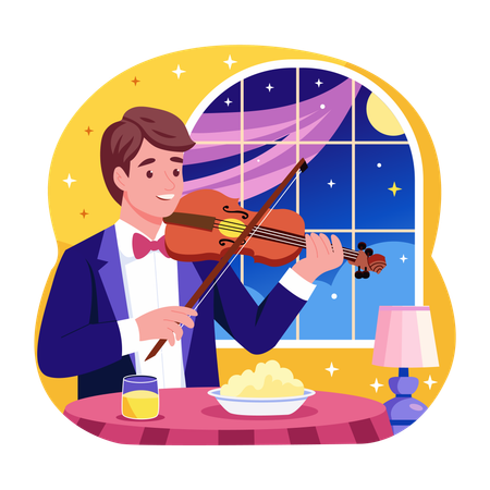 Boy playing violin  Illustration
