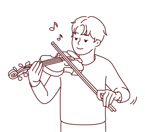Boy playing violin Illustration