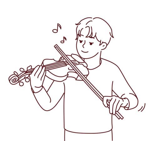 Boy playing violin Illustration