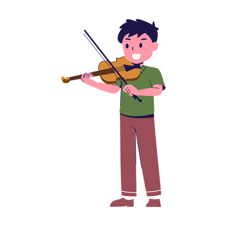 Boy Playing Violin  Illustration