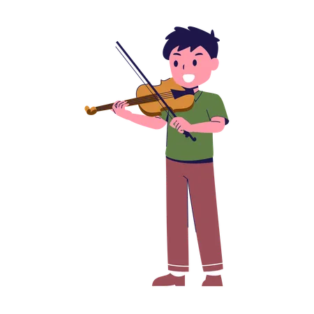 Boy Playing Violin  Illustration