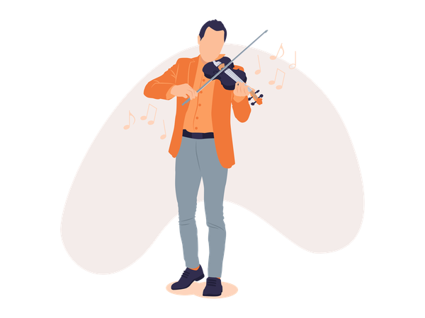 Boy playing violin  Illustration