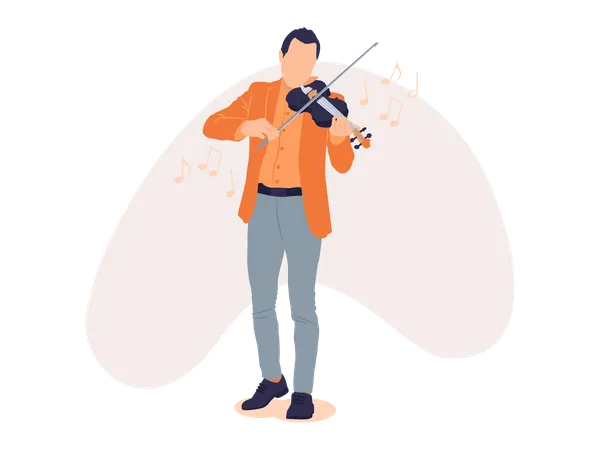 Boy playing violin  Illustration