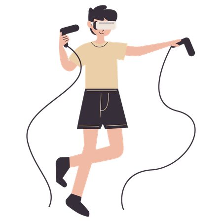 Boy Playing Virtual Reality Game  Illustration