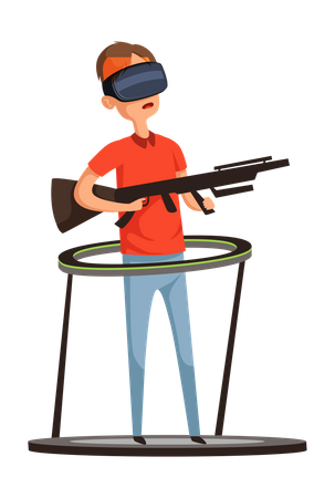 Boy Playing Virtual Reality Gaming Illustration